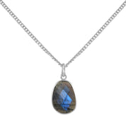 Natural Sky Blue Labradorite Beaded Fine Gemstone Necklace 