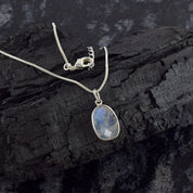 Sterling Silver Gemstone Chain Necklace, Healing Power Birthstone Pendant, Unique Gift 