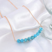 Natural Turquoise Round Bead Rose Gold Plating Chain Necklace | 92.5 Sterling Silver Fine Jewelry | December Birthstone