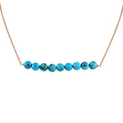 Natural Turquoise Round Bead Rose Gold Plating Chain Necklace | 92.5 Sterling Silver Fine Jewelry | December Birthstone