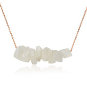Natural Rainbow Moonstone Uncut Chips Rose Gold Plating Chain Necklace | 92.5 Sterling Silver Fine Jewelry | June Birthstone