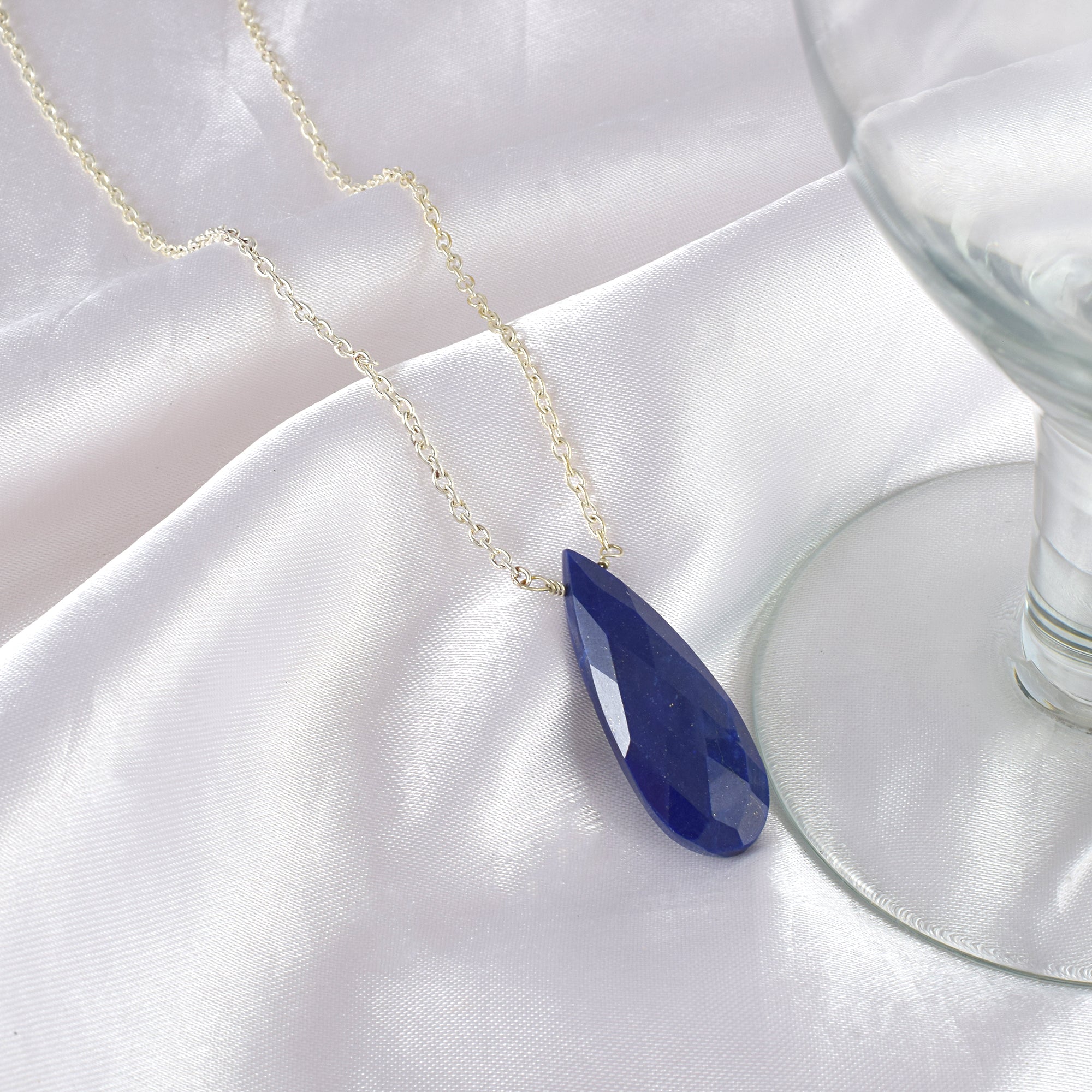 Natural Blue Lapis Lazuli Beaded Fine Gemstone Necklace 