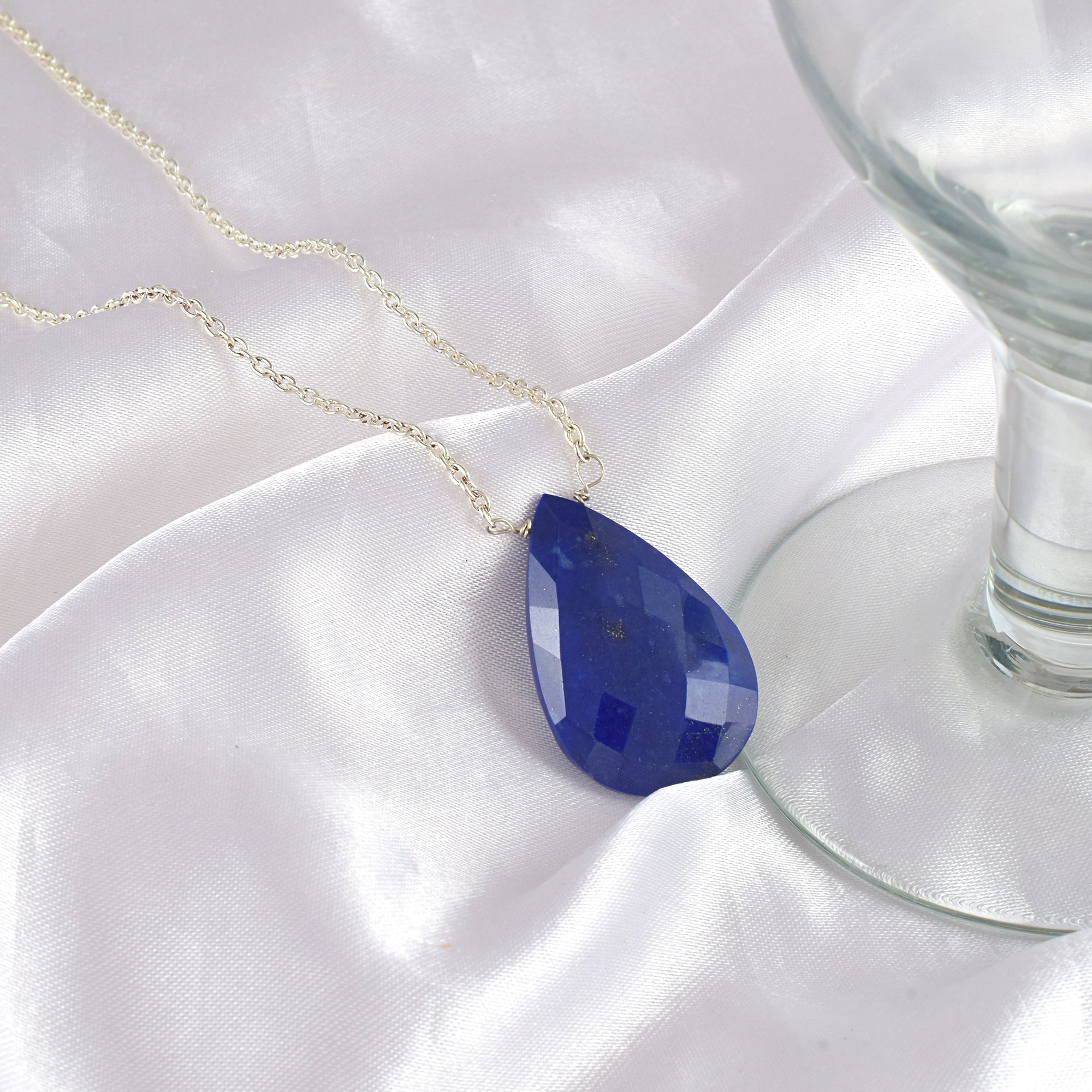 Natural Blue Lapis Lazuli Beaded Fine Gemstone Necklace 