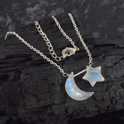 Natural Sky Blue Rainbow Moonstone Beaded Fine Gemstone Necklace 