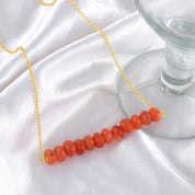 Natural Orange Carnelian Beaded Fine Gemstone Necklace 