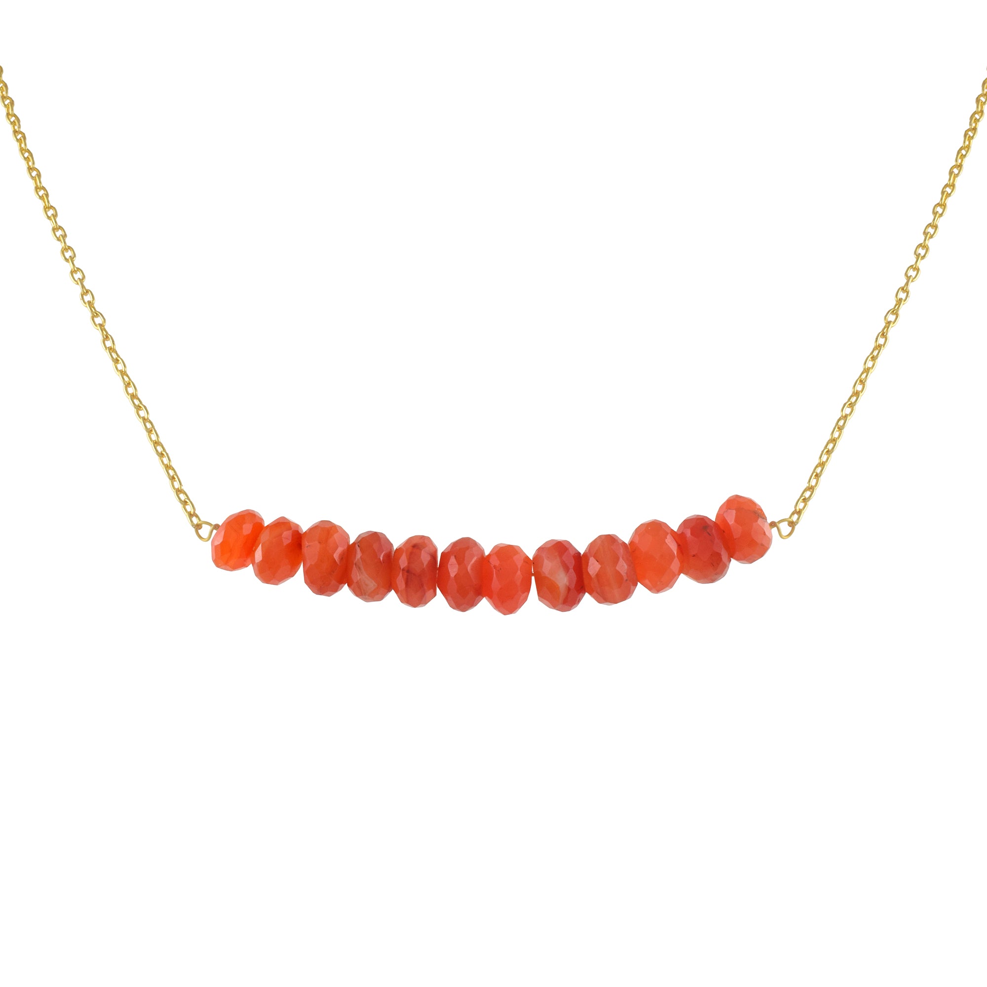 Natural Orange Carnelian Beaded Fine Gemstone Necklace 