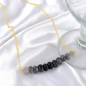 Natural Black Tourmalated Quartz Beaded Fine Gemstone Necklace 