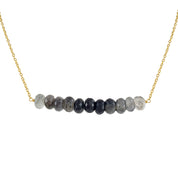 Natural Black Tourmalated Quartz Beaded Fine Gemstone Necklace 