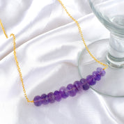 Natural Purple Amethyst  Beaded Fine Gemstone Necklace 