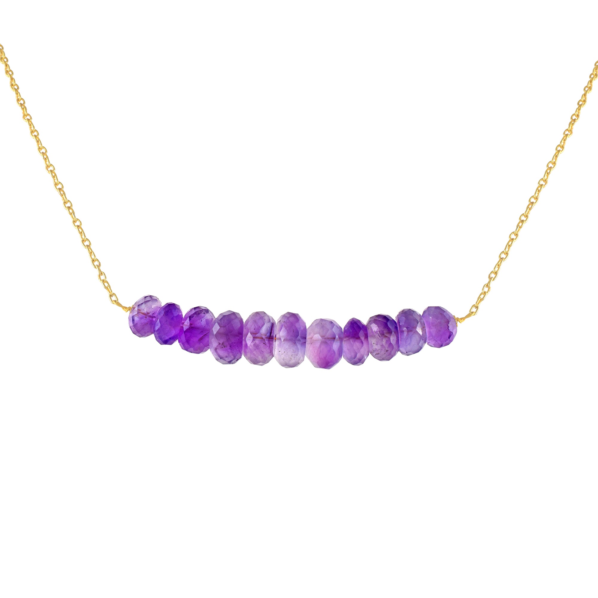 Natural Purple Amethyst  Beaded Fine Gemstone Necklace 