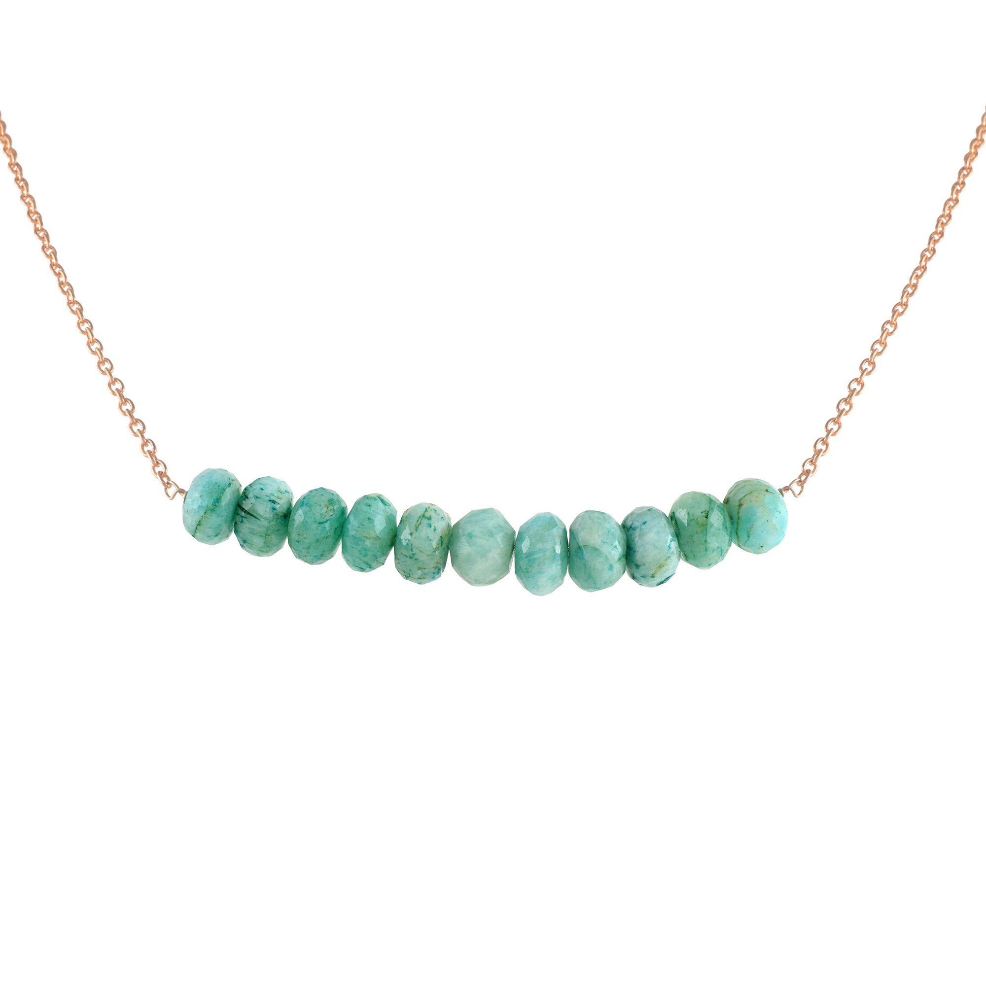 Natural Greyish Blue Amazonite Beaded Fine Gemstone Necklace 