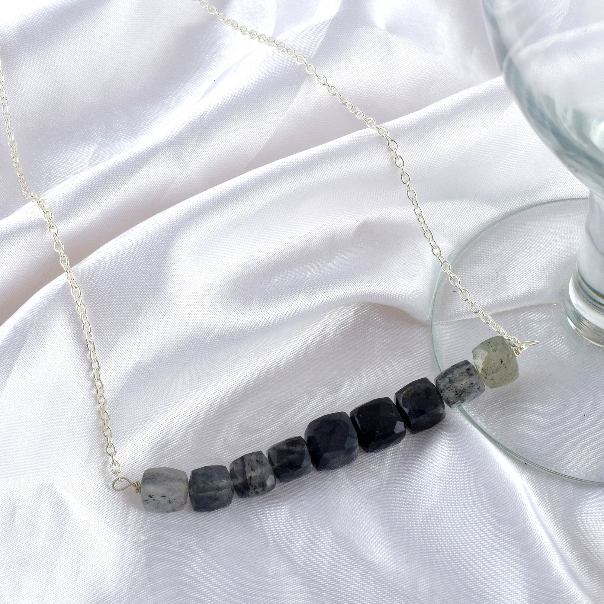 Natural Black Rutile Beaded Fine Gemstone Necklace 