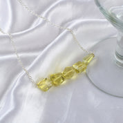 Natural Lemon Yellow Lemon Quartz Beaded Fine Gemstone Necklace 