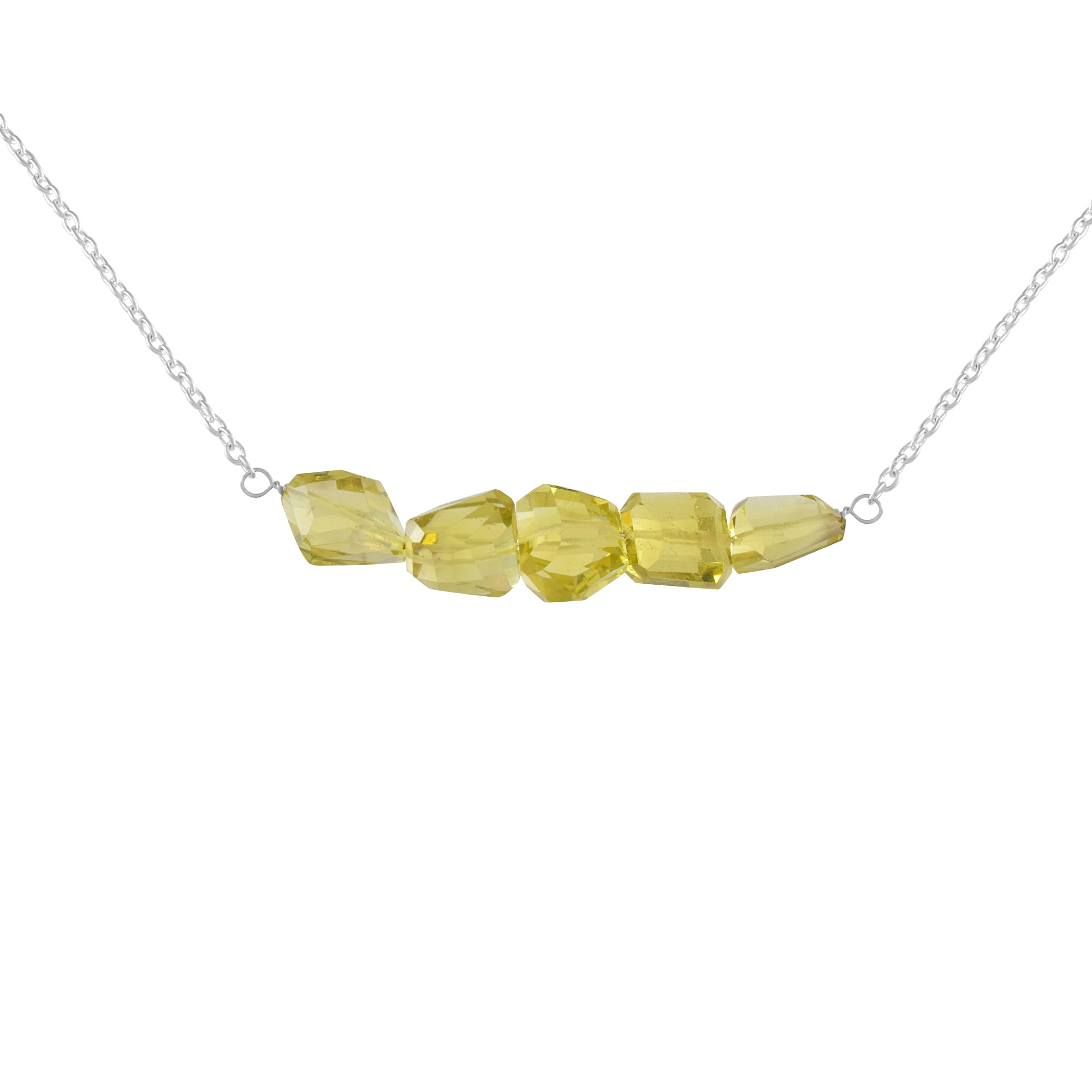 Natural Lemon Yellow Lemon Quartz Beaded Fine Gemstone Necklace 