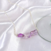 Natural Light Purple Ametrine Beaded Fine Gemstone Necklace 