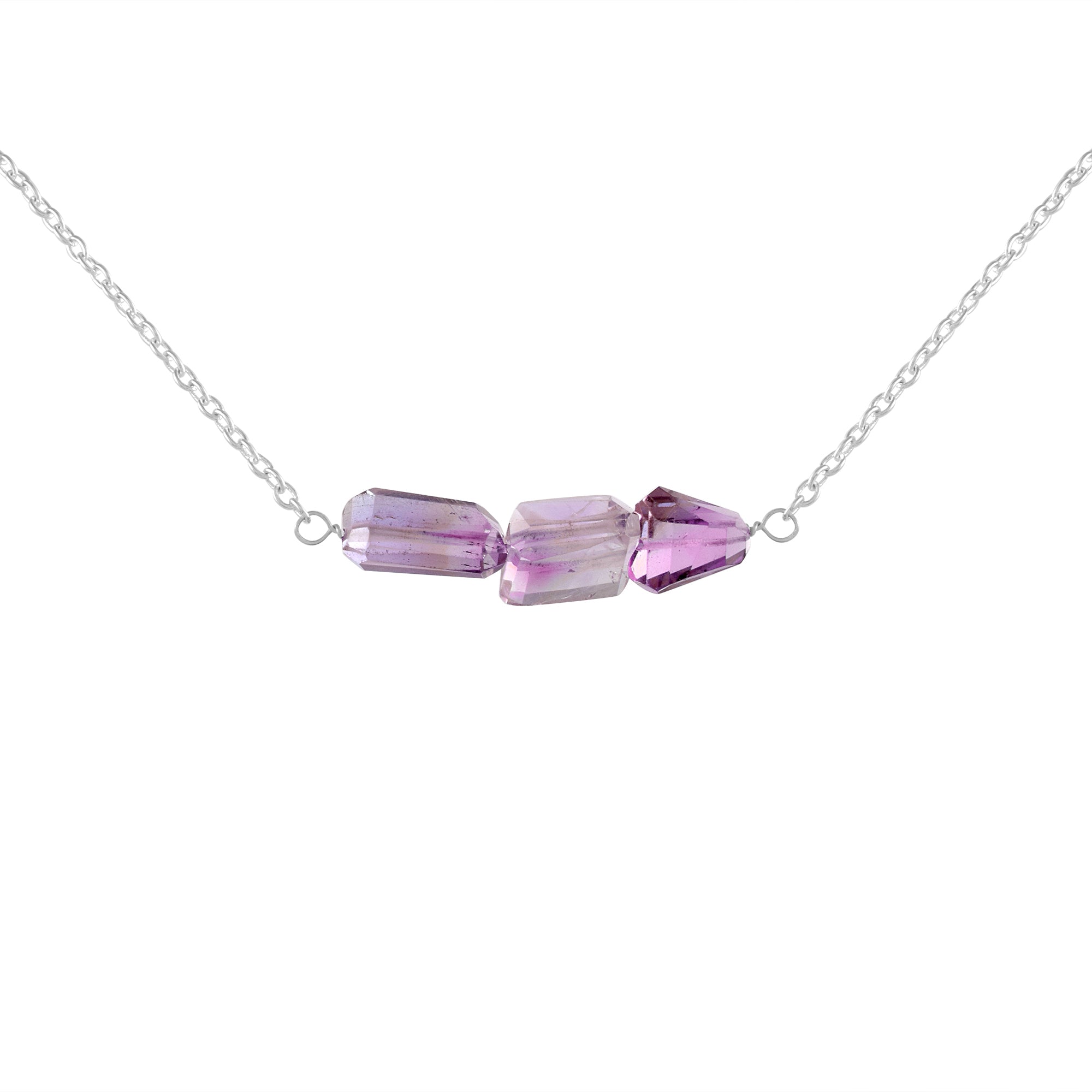 Natural Light Purple Ametrine Beaded Fine Gemstone Necklace 