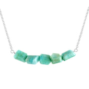 Natural Greyish Blue Amazonite Beaded Fine Gemstone Necklace 