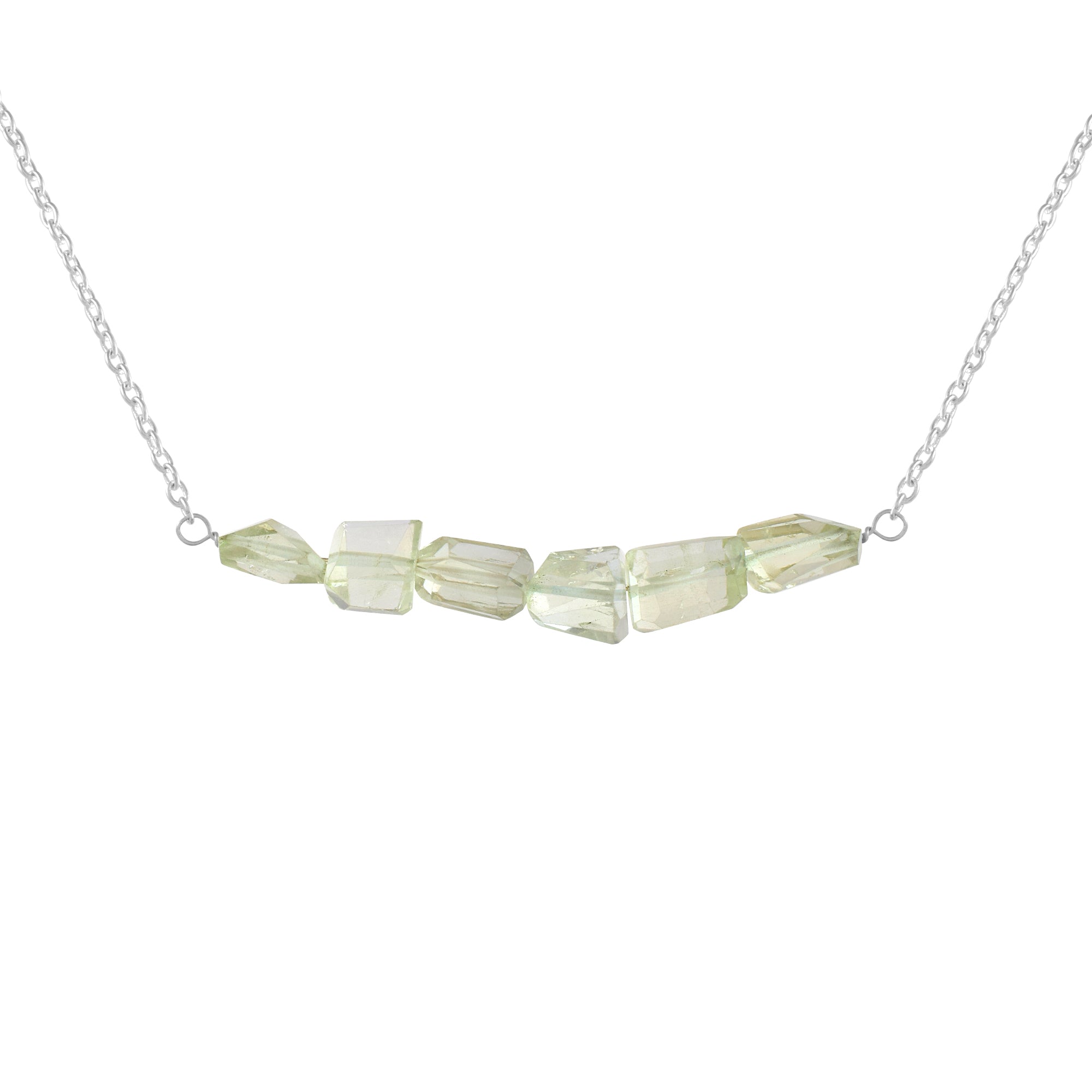 Natural Green Green Amethyst Beaded Fine Gemstone Necklace 