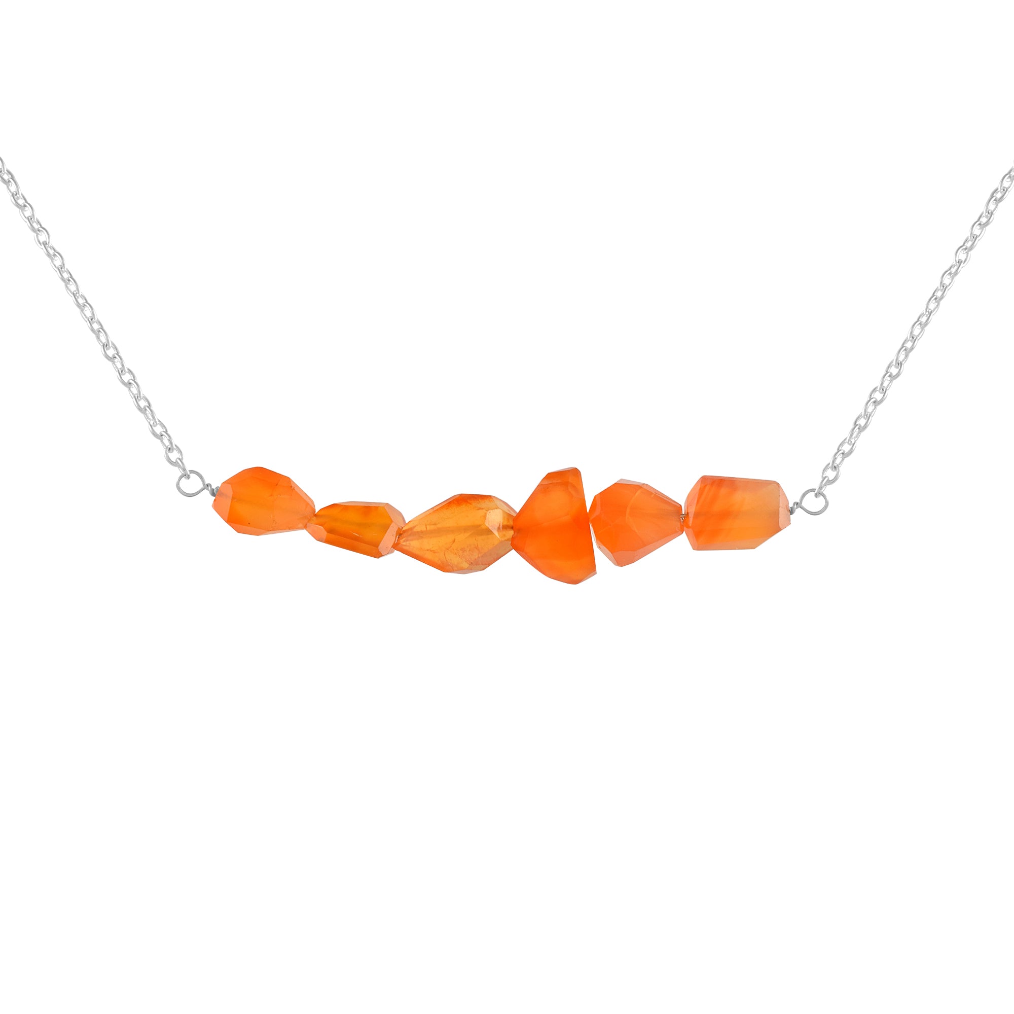 Natural Orange Carnelian Beaded Fine Gemstone Necklace 