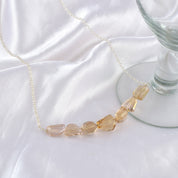 Natural Yellow Quartz  Beaded Fine Gemstone Necklace 