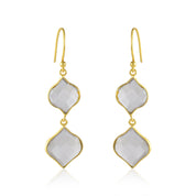 Natural Clear Quartz Dangle Drop Earrings | 925 Sterling Silver Fine Jewelry | Gold Plating Earrings | April Birthstone