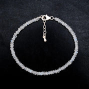 Rainbow Moonstone Beaded Silver Bracelet June Birthstone Jewelry For Inner Growth And Emotional Balance 