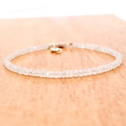Rainbow Moonstone Beaded Silver Bracelet June Birthstone Jewelry For Inner Growth And Emotional Balance 
