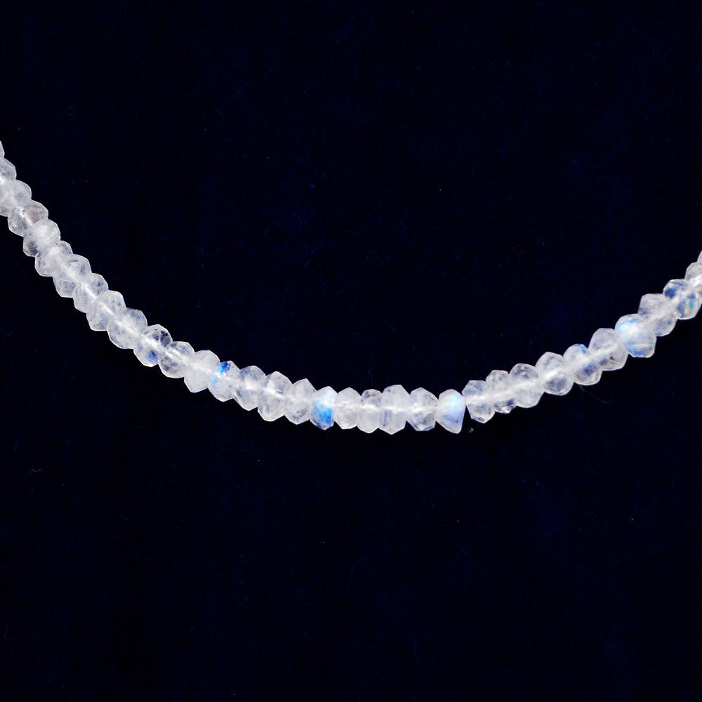 Rainbow Moonstone Beaded Silver Necklace June Birthstone Jewelry For Intuition And Stress Relief 