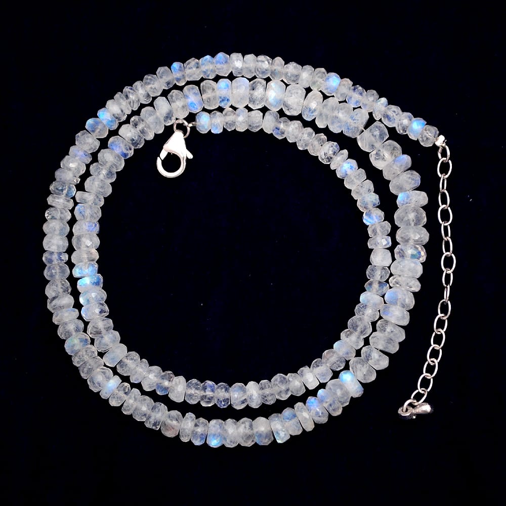 Rainbow Moonstone Beaded Silver Necklace June Birthstone Jewelry For Inner Growth And Enhanced Creativity 