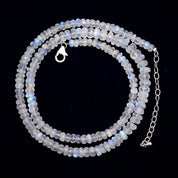 Rainbow Moonstone Beaded Silver Necklace June Birthstone Jewelry For Inner Growth And Enhanced Creativity 