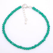 Green Onyx Gemstone Beaded Silver Bracelet May Birthstone Jewelry For Reduces Stress And Enhances Focus 