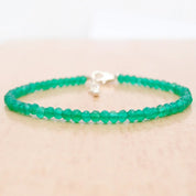 Green Onyx Gemstone Beaded Silver Bracelet May Birthstone Jewelry For Reduces Stress And Enhances Focus 