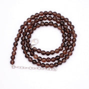 Smoky Quartz Gemstone Beaded Silver Necklace June Birthstone Jewelry For Reduce Stress And Anxiety And Promotes Sleep 