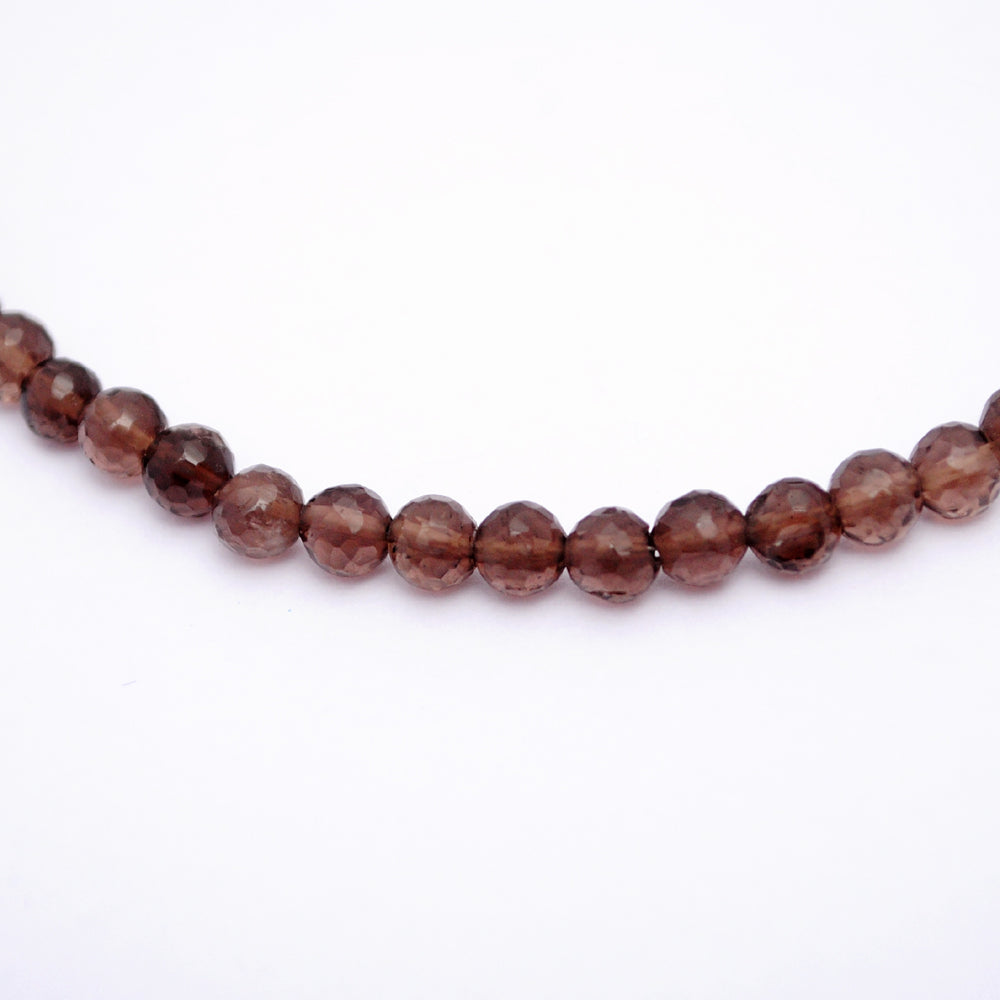 Smoky Quartz Gemstone Beaded Silver Necklace June Birthstone Jewelry For Reduce Stress And Anxiety And Promotes Sleep 