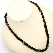 Smoky Quartz Gemstone Beaded Silver Necklace June Birthstone Jewelry For Stress Relief And Reduces Anxiety 