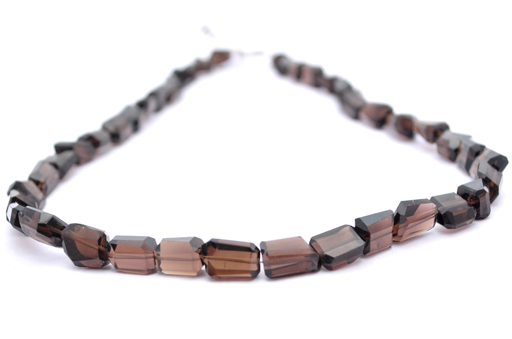 Smoky Quartz Gemstone Beaded Silver Necklace June Birthstone Jewelry For Stress Relief And Reduces Anxiety 