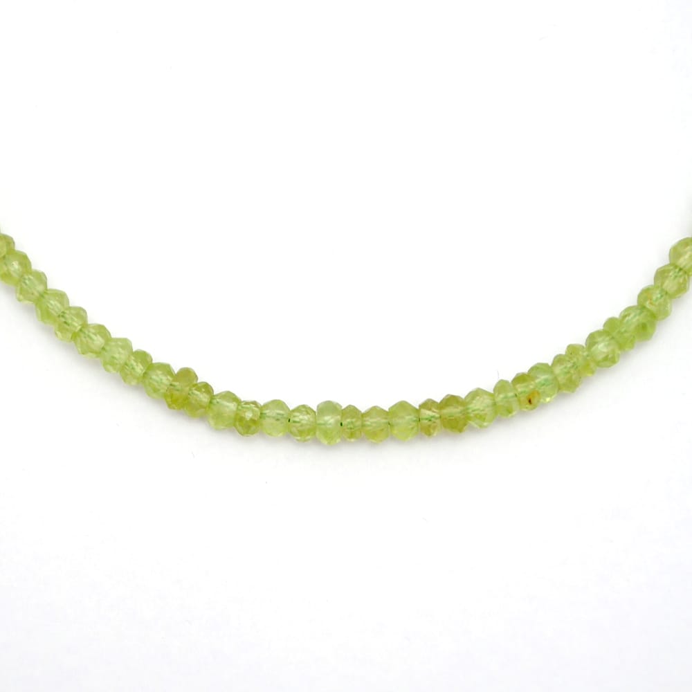 Peridot Gemstone Beaded Silver Necklace August Birthstone Jewelry For Emotional And Joy And Prosperity 