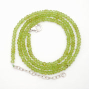 Peridot Gemstone Beaded Silver Necklace August Birthstone Jewelry For Emotional And Joy And Prosperity 