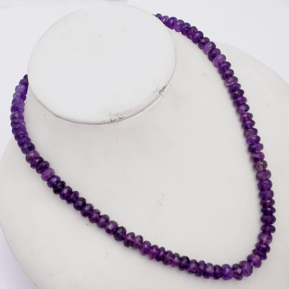 Amethyst Gemstone Beaded Silver Necklace February Birthstone Jewelry For Spiritual Healing And Calming Energy 