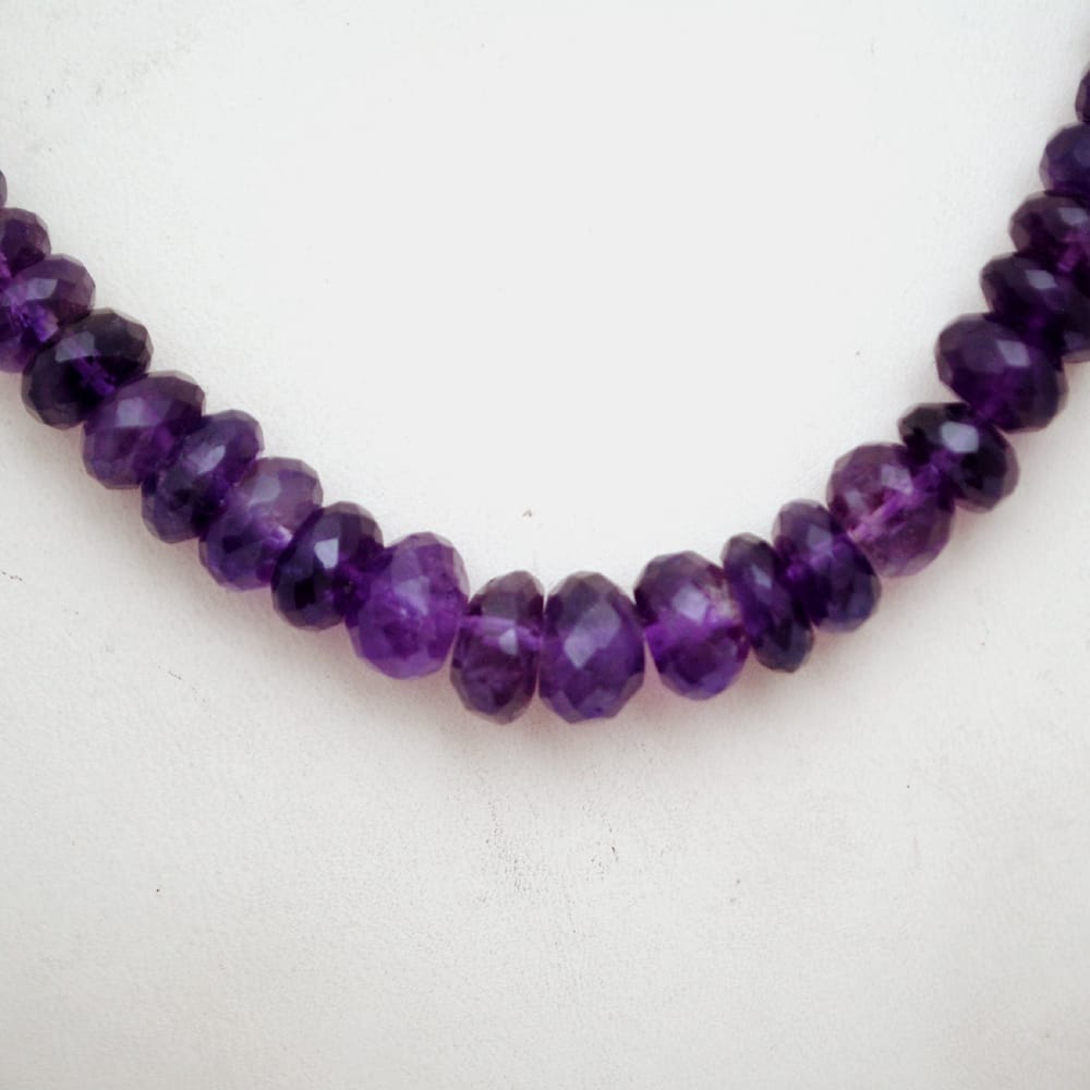 Amethyst Gemstone Beaded Silver Necklace February Birthstone Jewelry For Spiritual Healing And Calming Energy 