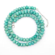 Amazonite Gemstone Beaded Silver Necklace Jewelry For Calming And Soothing And Stress Relief 