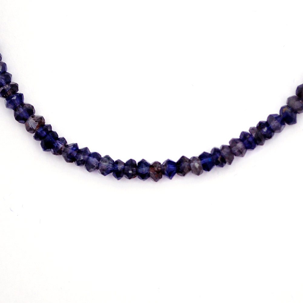 Iolite Gemstone Beaded Silver Necklace September Birthstone Jewelry For Enhanced Vision And Improved Decision-Making 