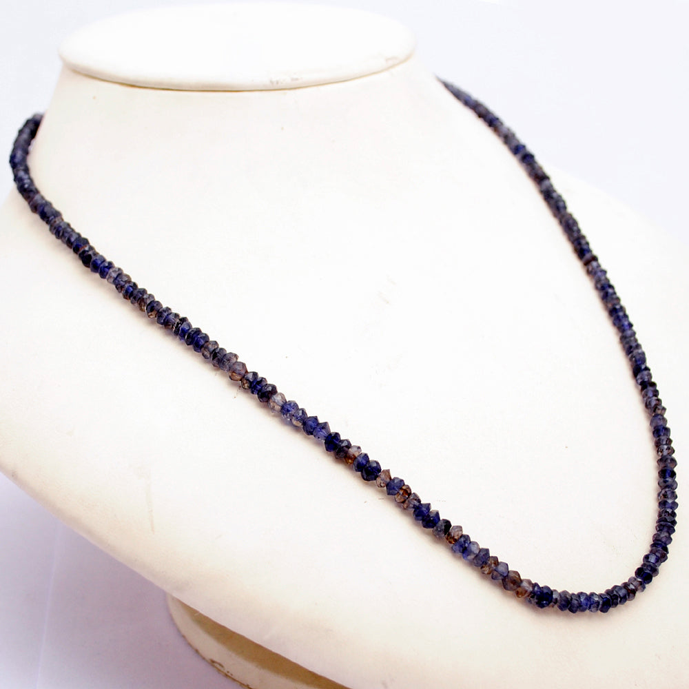 Iolite Gemstone Beaded Silver Necklace September Birthstone Jewelry For Enhanced Vision And Improved Decision-Making 