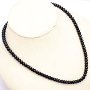 Black Spinel Gemstone Beaded Silver Necklace August Birthstone Jewelry For Protection And Promotes Self-Confidence 