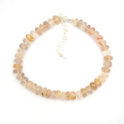 Golden Rutile Gemstone Beaded Silver Bracelet April Birthstone Jewelry For Boosts Energy And Boosts Confidence 