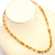 Golden Rutile Gemstone Beaded Silver Necklace April Birthstone Jewelry For Enhances Creativity And Reduces Stress 