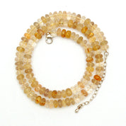 Golden Rutile Gemstone Beaded Silver Necklace April Birthstone Jewelry For Enhances Creativity And Reduces Stress 