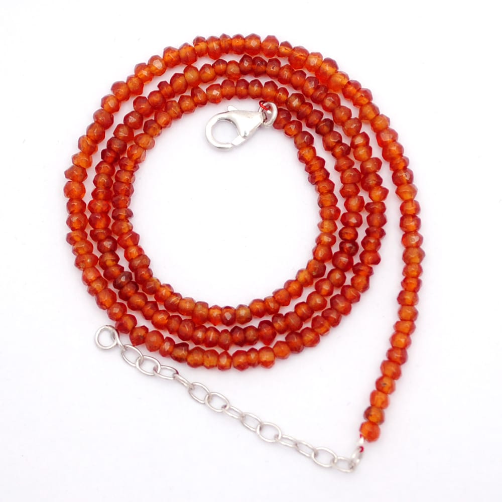 Hessonite Gemstone Beaded Silver Necklace January Birthstone Jewelry For Bring Stability And Brings Overall 