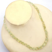 Prehnite  Gemstone Beaded Silver Necklace May & June Birthstone Jewelry For Calming And Reduces Anxiety 