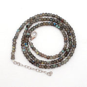 Labradorite Gemstone Beaded Silver Necklace September Birthstone Jewelry For Enhances Psychic Abilities And Boost Creativity 